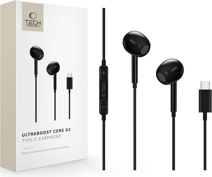 Actual product image Tech-Protect Ultraboost Core G2 USB-C Kopfhörer - Schwarz (Cable)
