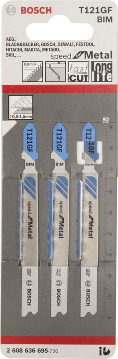 Produktbild Bosch Professional Zubehör Stichsägeblatt T 121 GF Speed for Metal, 3er-Pack