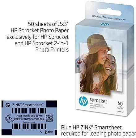 Actual product image HP Sprocket Fotopapier Zink (290 g/m², Photo (5x7.6cm), 50 pcs.)