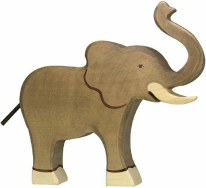 Holztiger Elefant, Rüssel hoch