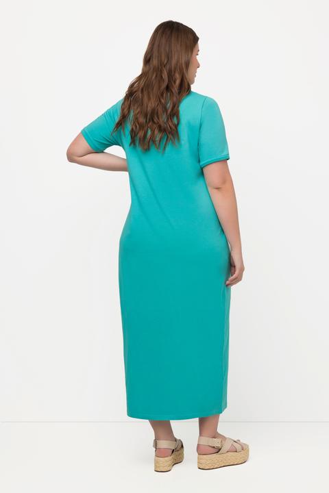 Image du produit Ulla Popken Robe midi à manches courtes. Décolleté rond. Fronces. (46, 48)
