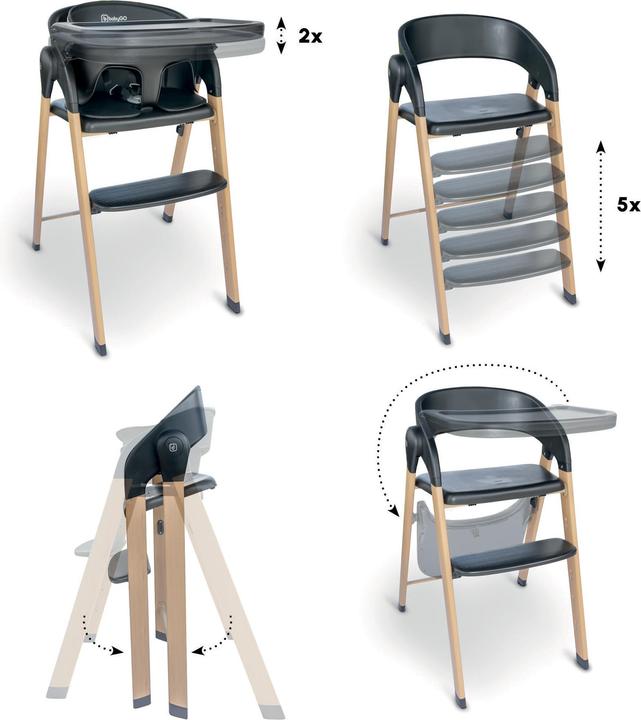 Actual product image BabyGo Levels Hochstuhl, schwarz (Highchair)