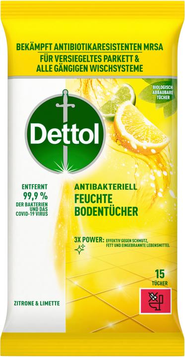 Image du produit Dettol Lingettes nettoyantes de sol humides citron et lime