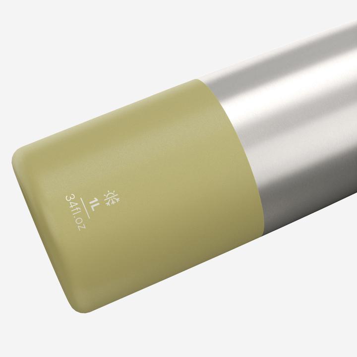 Produktbild Quechua 1L insulated stainless steel flask 900 with quick-release cap for hiking - Khaki (1 l)