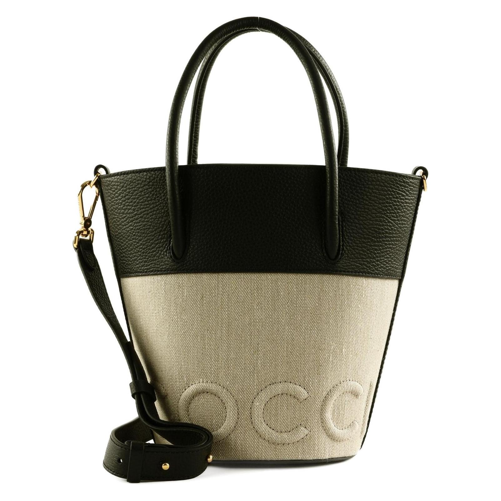 Coccinelle, Damen, Handtasche, Myrtha Canvas Handbag, Beige, Schwarz