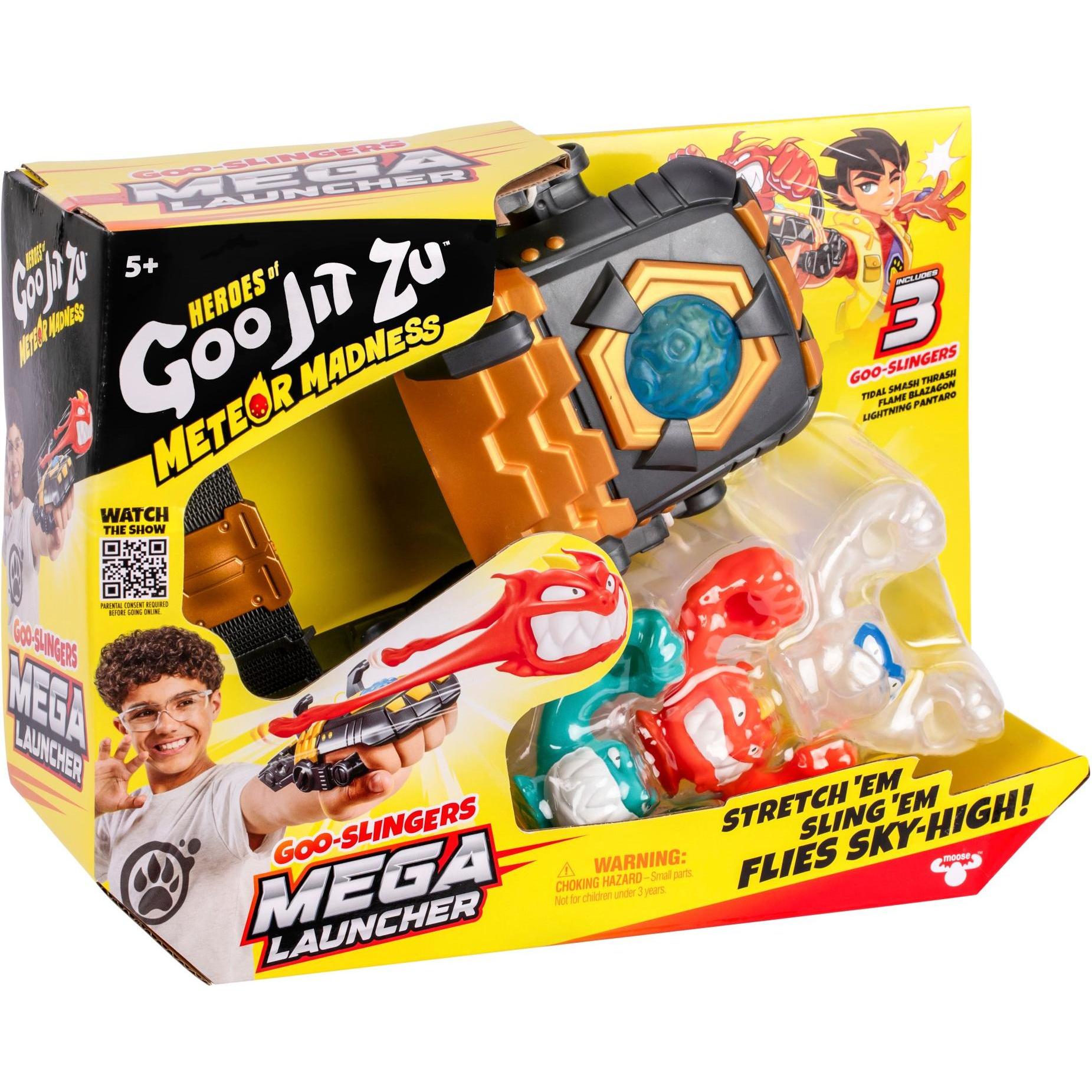 Moose Heroes of Goo Jit Zu Meteor Madness Dehnabre Figuren Zubehör Set Goo Slingers Mega Launcher 11 cm
