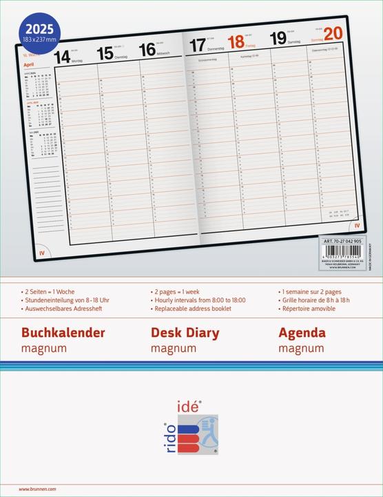 Nutritional values and ingredients Rido Idé Book calendar model magnum (2025) (Hardcover, German)