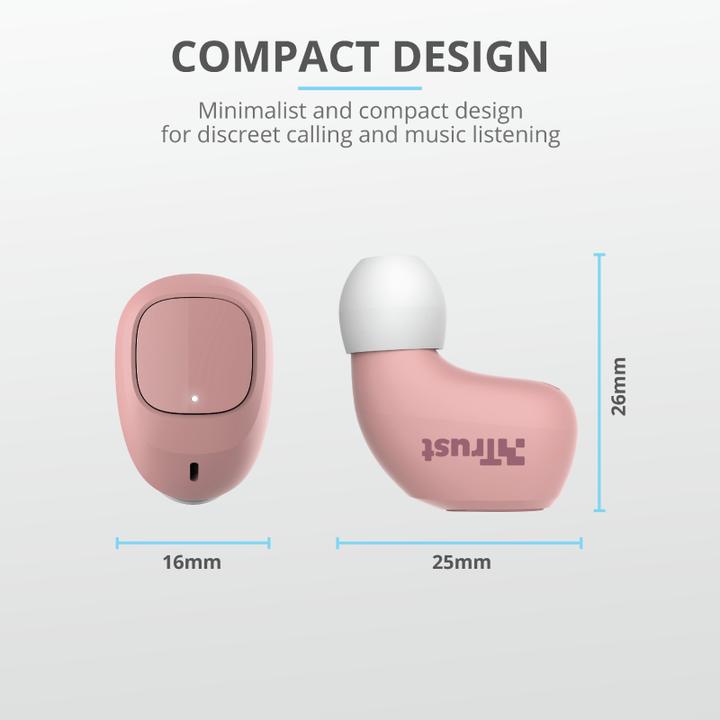 Produktbild Trust Nika Compact Blueth Earphones Pink (ANC, 8 h, Kabellos)