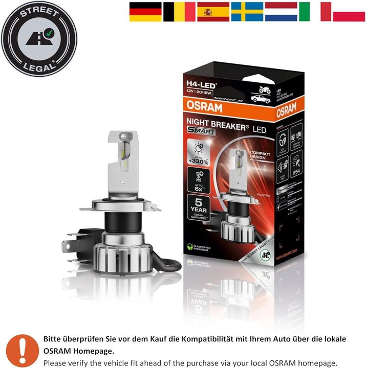 Image du produit Osram 64193DWNBSM-1HB LED Leuchtmittel Night Breaker® LED H4 21 W 12 V (H4)
