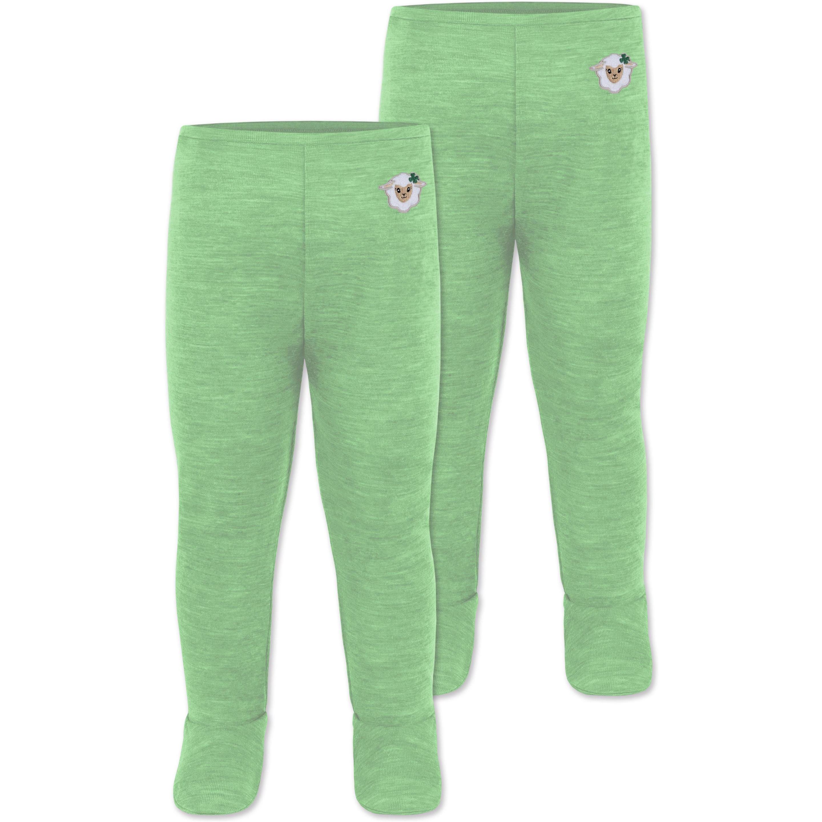 Thumbnail - Normani, Herren, Hosen, 2er Pack Baby Merino Hose mit Füssen - 9537, Grün, (68)