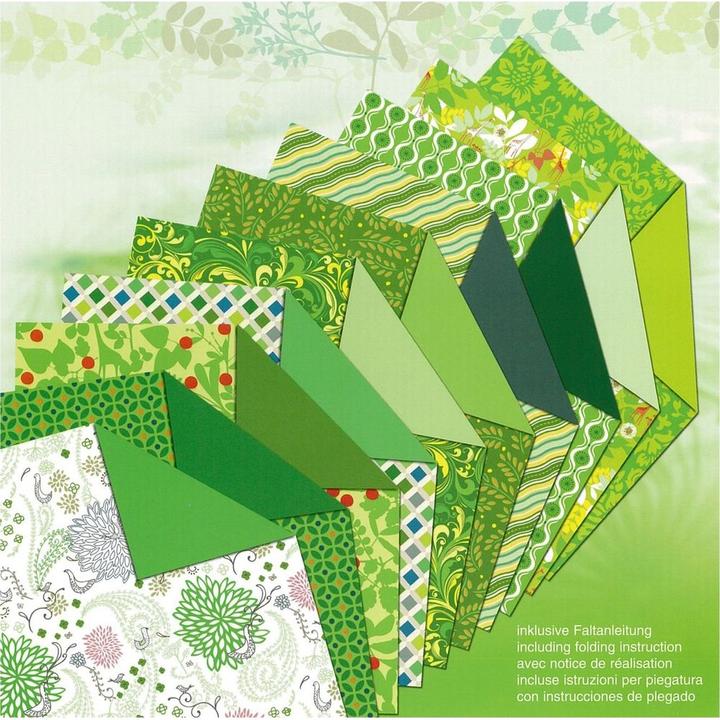 Produktbild Ursus Desinpapier Faltblätter 'Jade' 100g/qm 20x20cm VE=50 Blatt sortiert 10 Designs (100 g/m², 50x)
