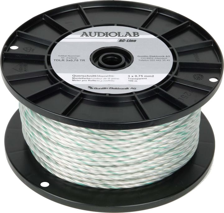Audiolab Netzkabel, rund, transparent, 3x0.75mm2, 100m (100 m, 0.75 mm²)