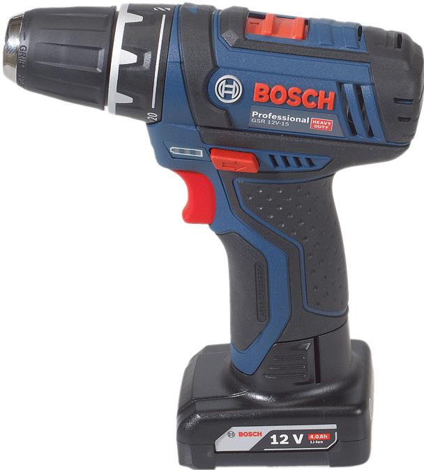 Produktbild Bosch Professional GSR 12V-15, mit 1 x 2.0 Ah, 1 x 4.0 Ah, Zubehör-Set in Tasche