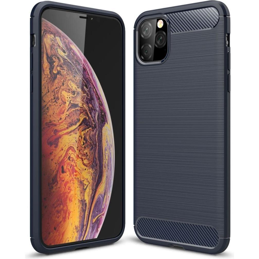 König Design Hülle Handy Schutz für Apple iPhone 11 Case Cover Bumper Carbon Optik Etuis Blau (Apple iPhone 11), Smartph...