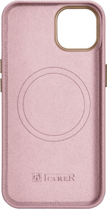 Actual product image iCarer litchi Premium leather case iPhone 14 Plus Magnetic leather case with magSafe pink (WMI142207 (Apple iPhone 14 Plus)
