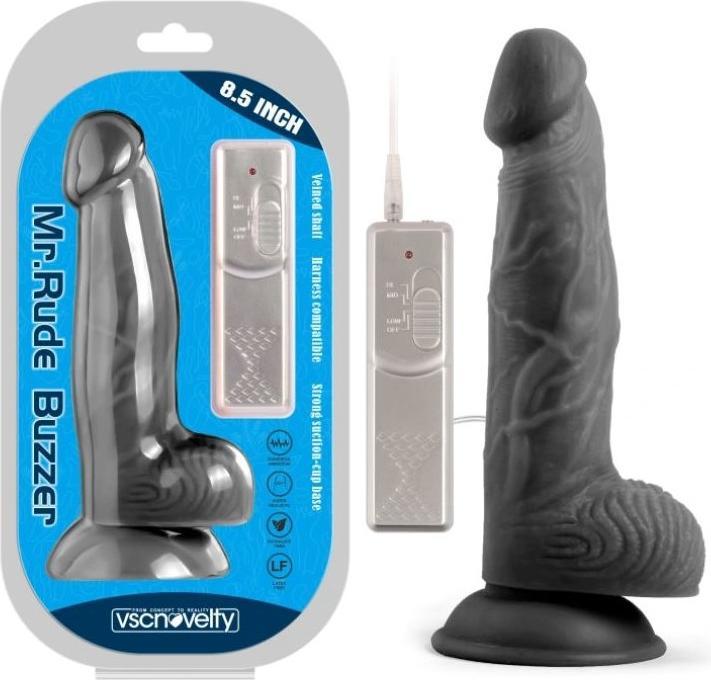 Immagine prodotto vscnovelty Mr Rude Buzzer Schwarzer Vibrator Penis 22 cm