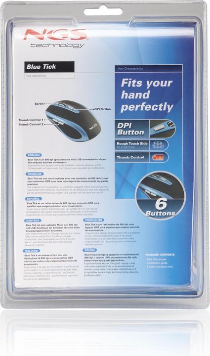 Actual product image NGS Blue tick Mouse right USB Type-A Optical 1600 DPI (Cable)
