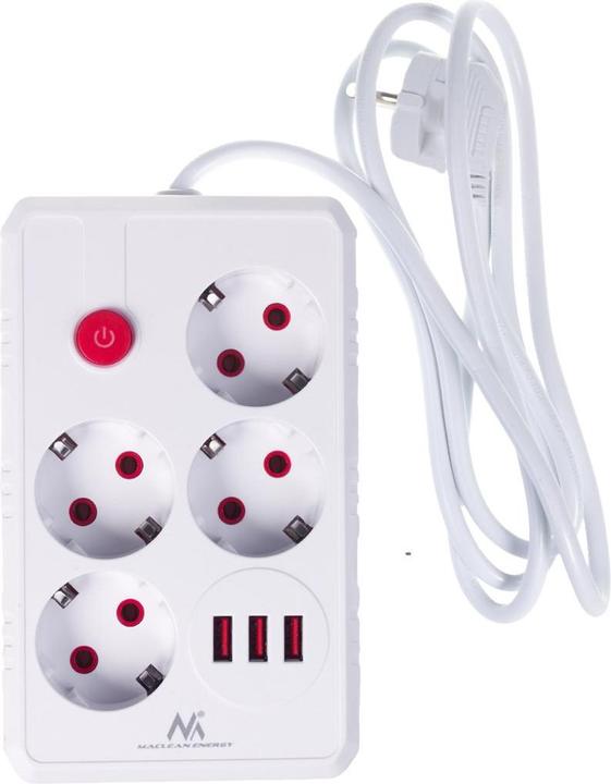 Actual product image Maclean Multiple socket outlet, extension cable with 4 sockets + 3 USB ports (4x, USB-A, 1.50 m)