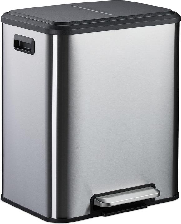 Relaxdays Mülleimer mit 2 Fächern 2 x 15 Liter (30 l)