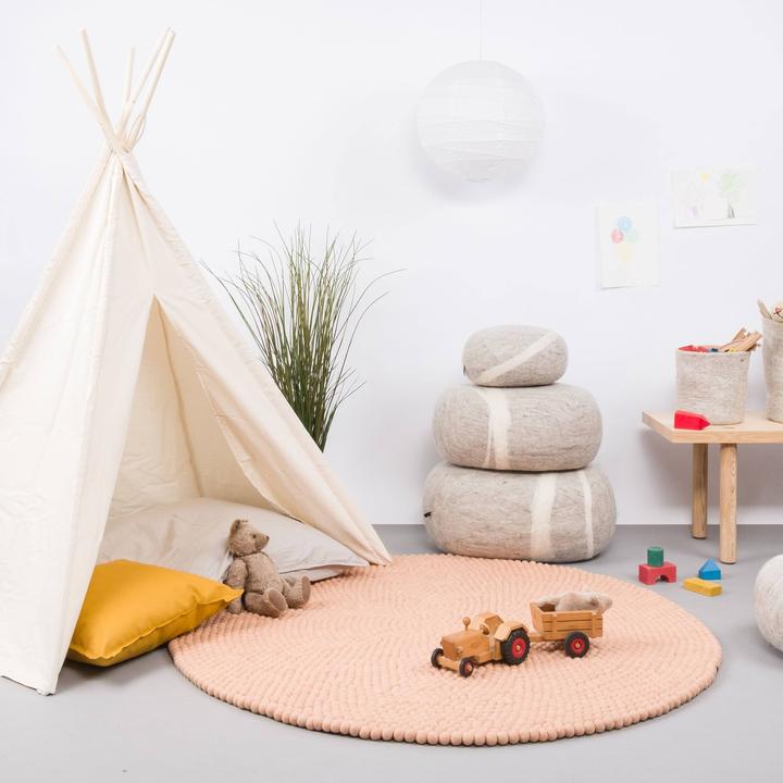Actual product image Myfelt Merle felt ball carpet round (120 cm)
