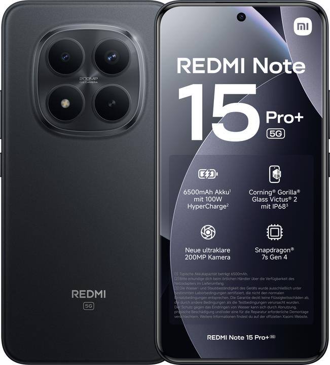 Actual product image Xiaomi Redmi Note 15 Pro + (256 GB, Black, Black, 6.83", Dual SIM, 5G)