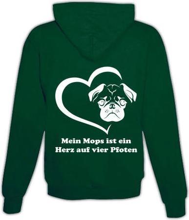 Immagine prodotto Schwesternuhr Felpa con cappuccio Pug Heart Unisex (L)