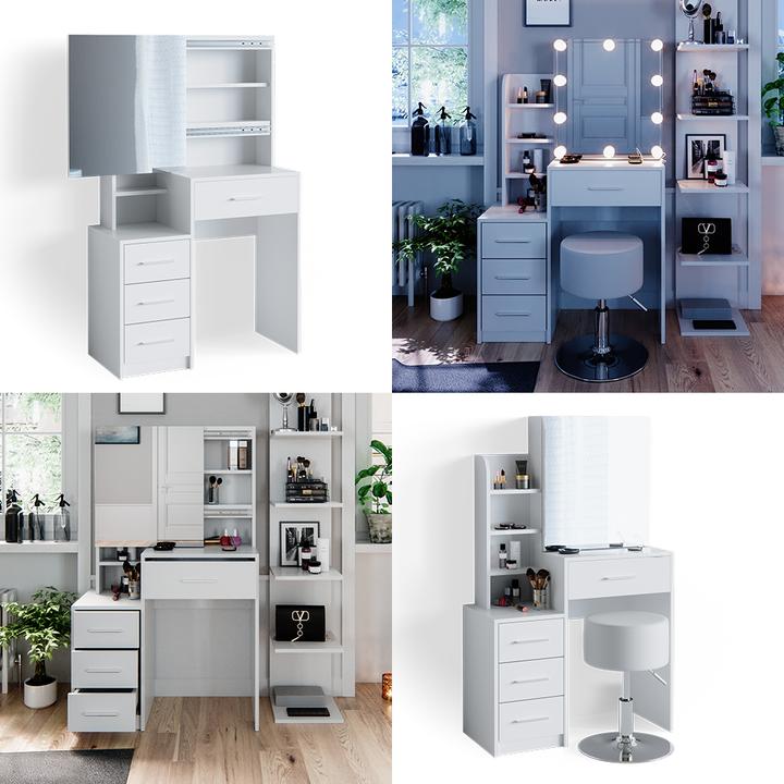 Image du produit Vicco Conrada avec tabouret et éclairage (80 x 36 x 132 cm)