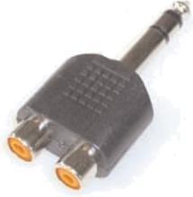 Produktbild E+P GS 38 6.35mm Stereo 2x RCA Schwarz Kabelschnittstellen-/adapter (GS 38) (Winkeladapter)