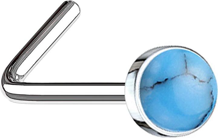 Immagine prodotto Star Piercing Borchia nasale angolata in argento con pietra turchese (senza ottone, Mnerale, Acciaio chirurgico 316L)