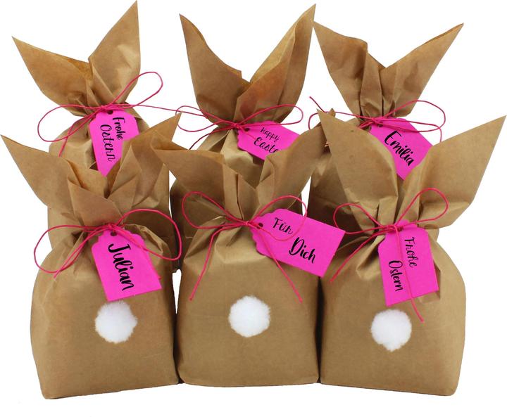 Actual product image Papierdrachen Easter bunny - bags with ponpom - (pink) (Gift bag, 12 x)