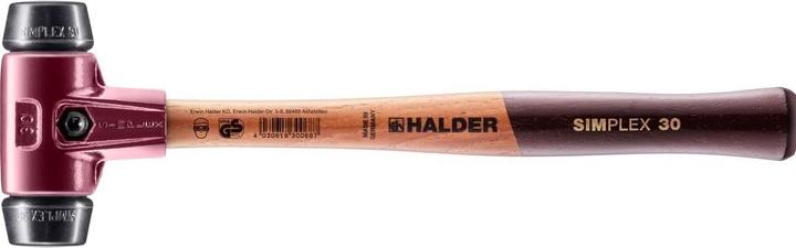 Actual product image Halder Soft faced hammer SIMPLEX length 300 mm head dm 30 mm medium-hard wood rubber black (345 g)