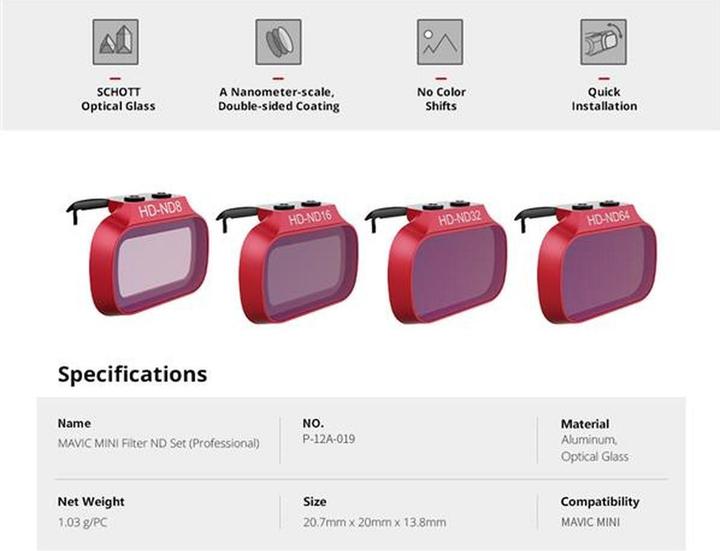 Actual product image Pgytech Filter Combo ND PRO (Drone filters, DJI Mavic Mini)
