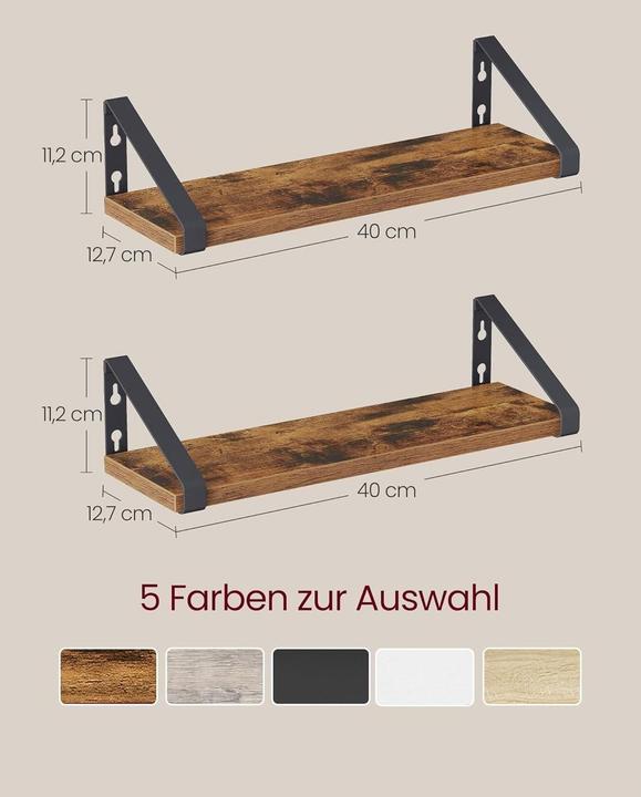 Immagine prodotto Vasagle Wandregal Industrial Schwarz (40 x 11.20 x 12.80 cm)