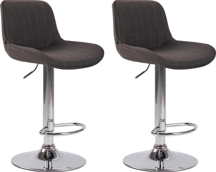 Actual product image CLP Set of 2 bar stools Lentini fabric chrome, dark grey