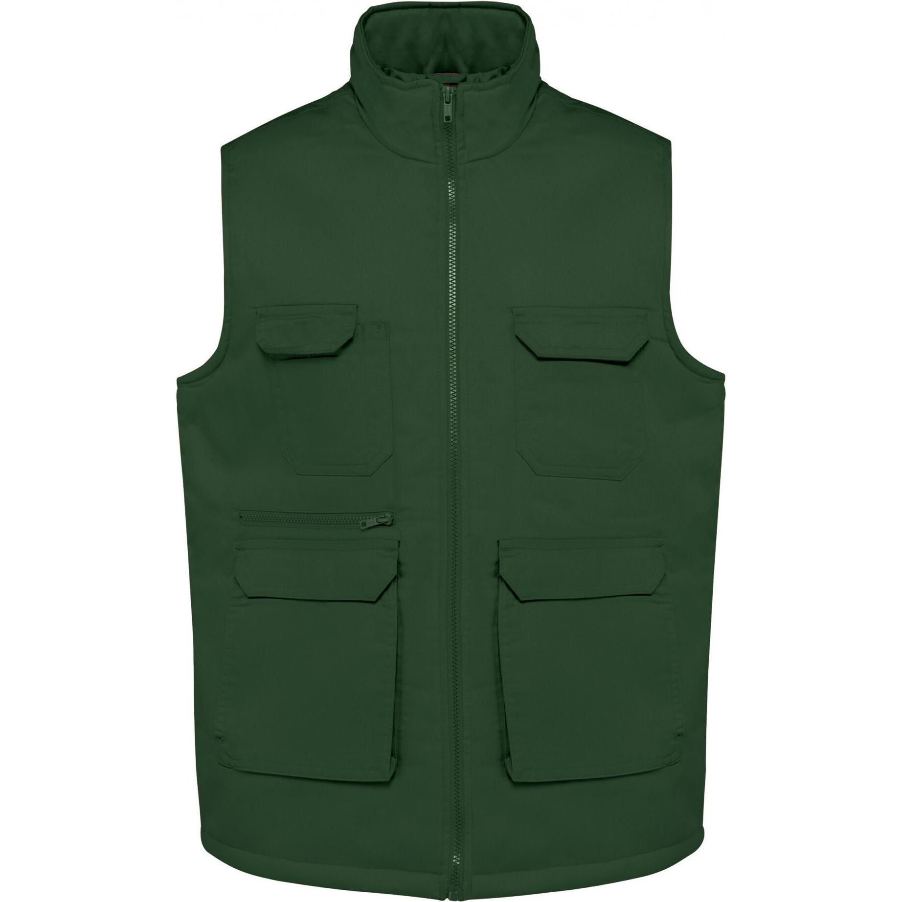 Kariban, Herren, Weste, Gepolsterte Polycotton-Multitaschen-Weste, Grün, (XXL)