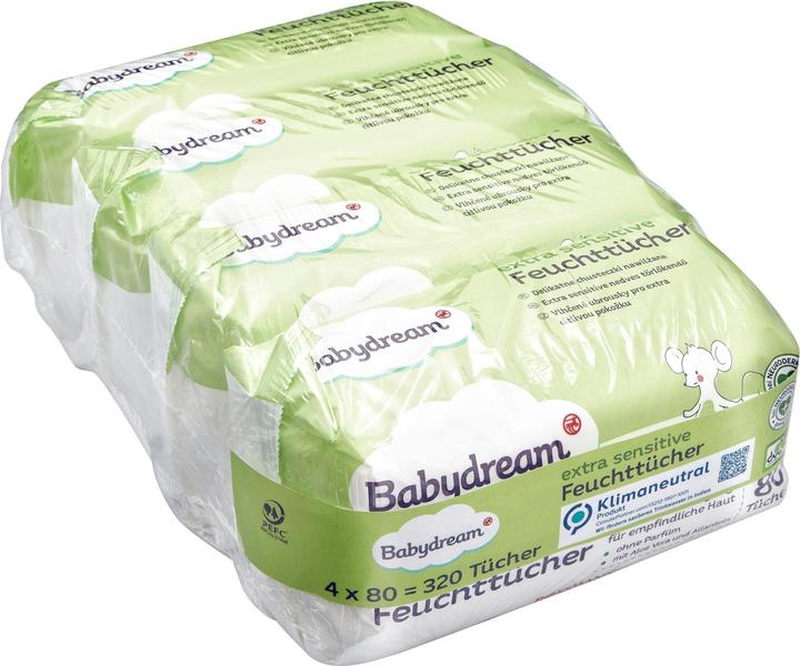 Image du produit Babydream Feuchttücher Extra Sensitive, Vorteilspackung 4 x 80 Stk. (320 pièce(s))
