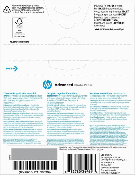 Actual product image HP Q8696a (250 g/m², 13 x 18 cm, 25 x)