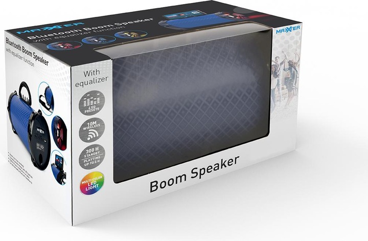 Image du produit Maxxter Haut-parleur Bluetooth /'Boom/' avec fonction d'égaliseur (6 h, Fonctionnement sur piles)