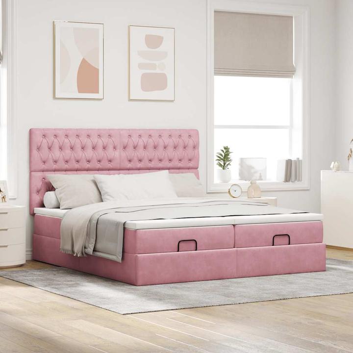 Immagine prodotto vidaXL Letto ottomano con materassi rosa 200x200 cm in velluto (200 x 200 cm)