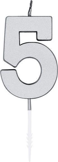 Produktbild Globos Europe Kuchenkerze 4,5 cm, metallisch silber, Nr. 5