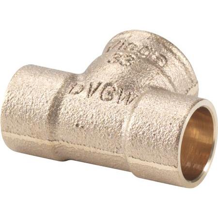 Viega, Rohrverbindungstechnik, T-Stück 22x1/2x22 mm, mit Loddemuffe und Rørgevind (T-Verbindung)