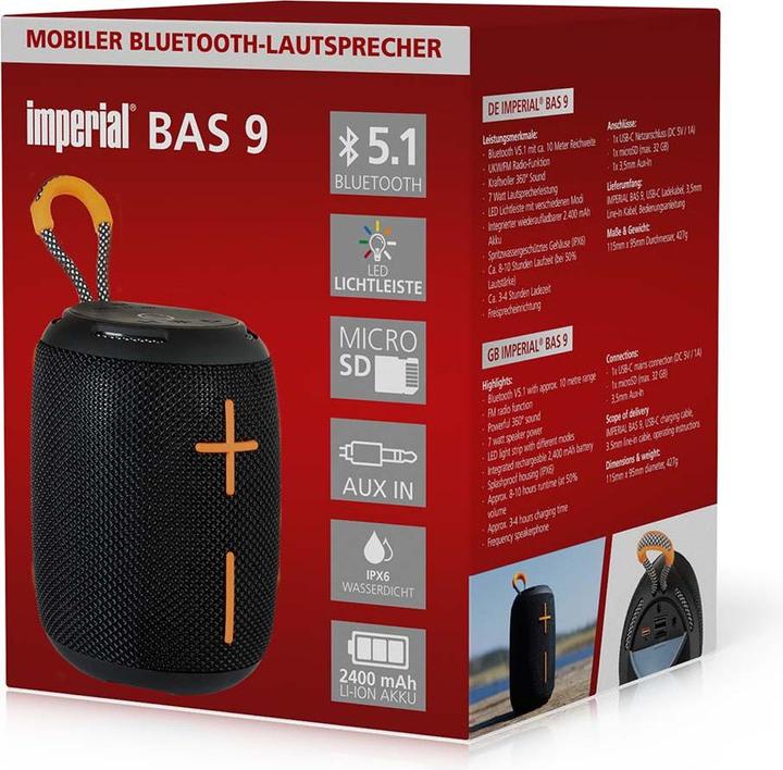 Produktbild Imperial BAS 9 Bluetooth-Lautsprecher (10 h, Batteriebetrieb)