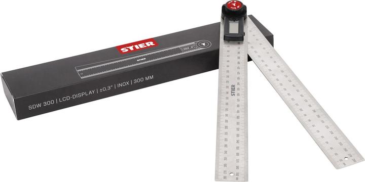 Produktbild Stier Digitaler Winkelmesser SDW-300 LCD-Display ±0,3 Grad rostfreier Stahl 300 mm