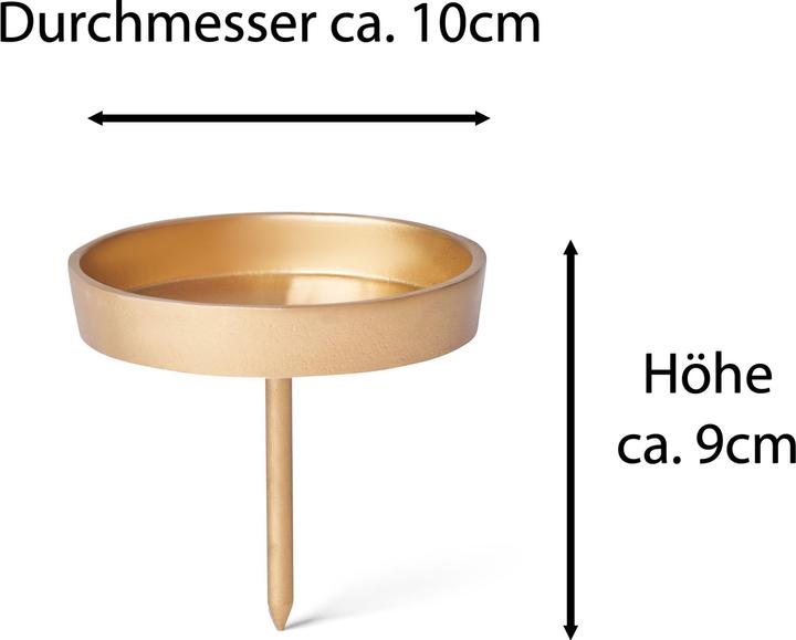 Produktbild Novaliv 12x Kerzenpick flach 10cm GOLD ALUMINIUM Kerzenständer Adventskranzdeko Kerzenhalter