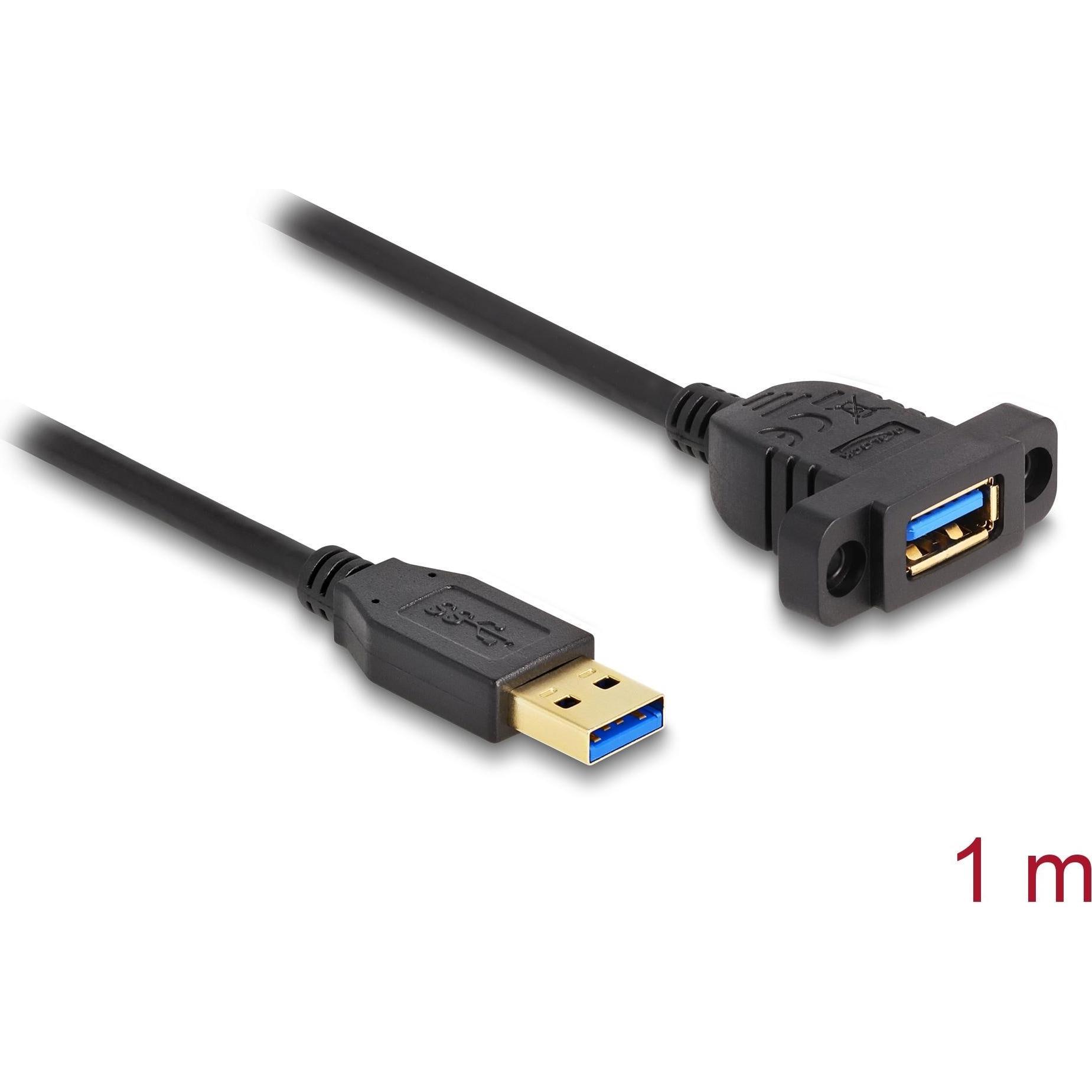 Delock SuperSpeed USB 5 Gbps 1m zum Einbau schwarz (1 m, USB 3.2 Gen 1), USB Kabel