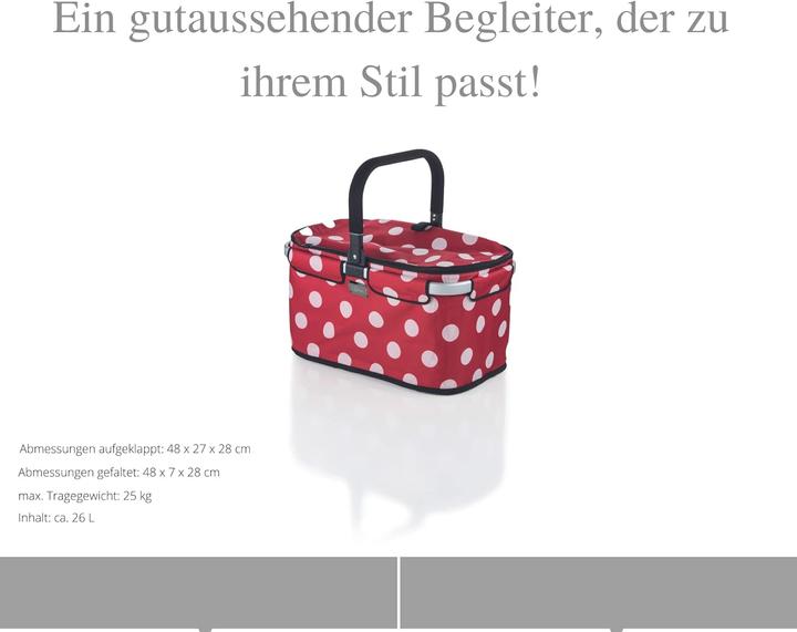 Actual product image Genius Falko shopping basket, red with white dots