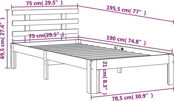 Image du produit vidaXL Bettrahmen (75 x 190 cm)
