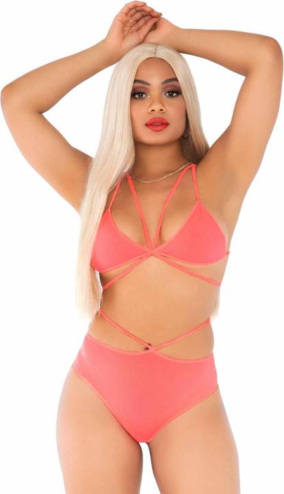 Actual product image Leg Avenue Top & Panty Coral With Straps (One size)