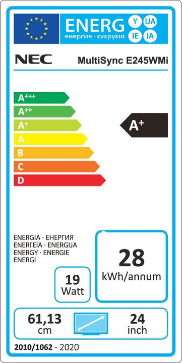 Energie-Label NEC MultiSync E245WMi (1920 x 1200 Pixel, 24.02")