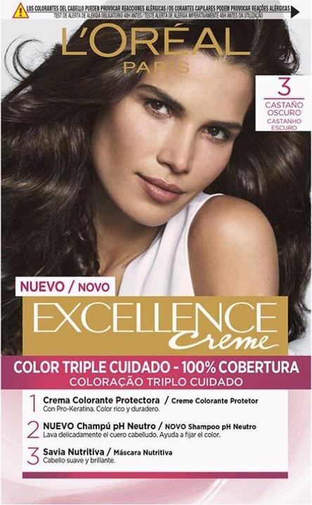 Produktbild L'Oréal Paris EXCELLENCE Creme tinte #3 castaño oscuro (Dunkles Kastanienbraun)